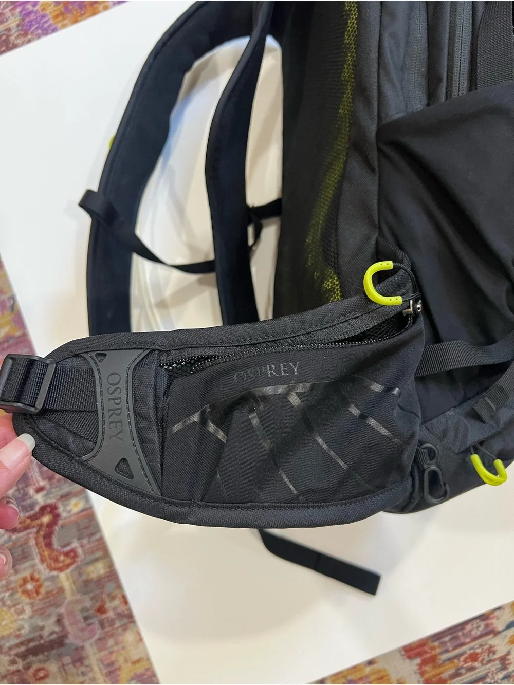 Osprey Raptor 14 Hydration Hiking Backpack - Black with Lime Accents